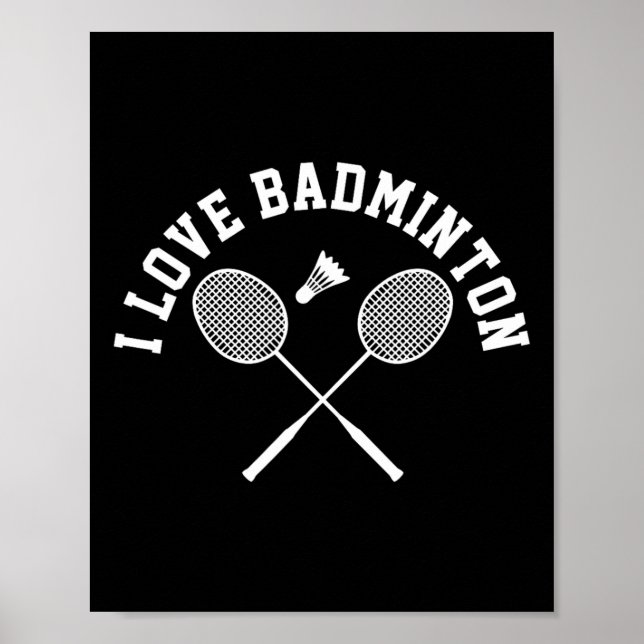 I Love Badminton Player Gift Retro Style  Poster (Front)