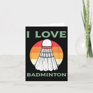 I Love Badminton Sport Vintage Retro Sunset Clothi Card