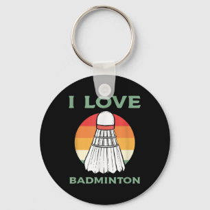 I Love Badminton Sport Vintage Retro Sunset Clothi Key Ring