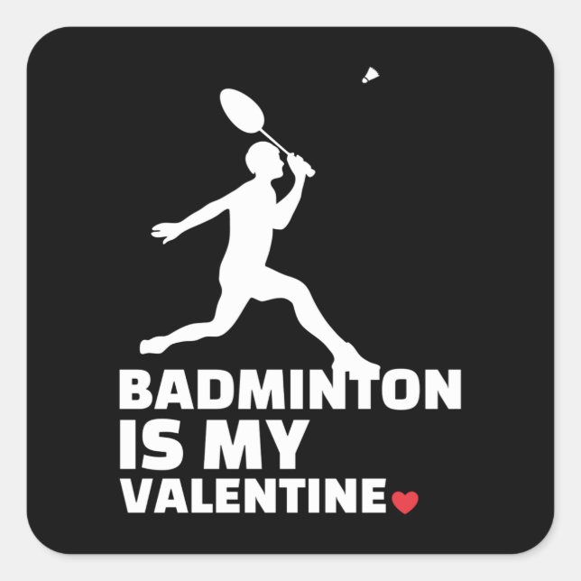  I love badminton Stylish badminton silhouette Square Sticker (Front)