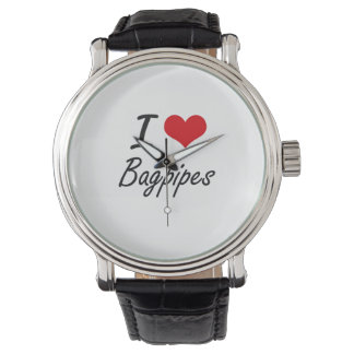 I Love Bagpipes Artistic Design Watch