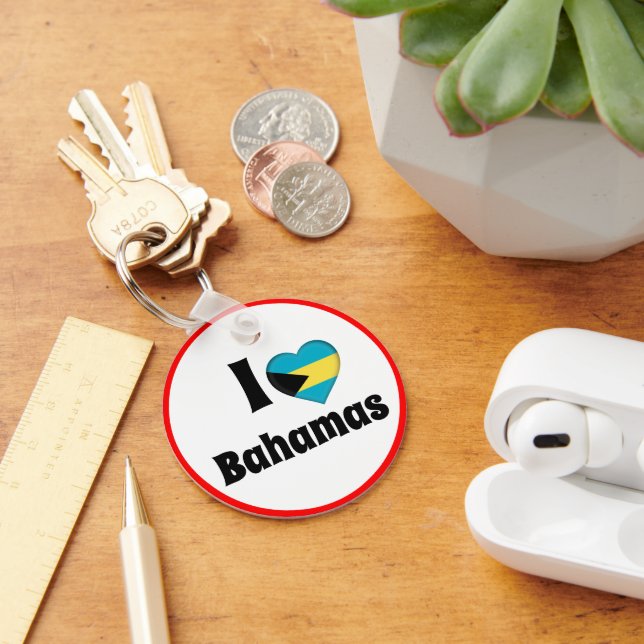 I love Bahamas & Bahamas Heart - travel / sports Key Ring (Desk)