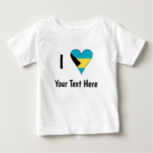 I Love (Bahamas Flag Heart) Personalised Baby T-Shirt