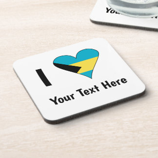 I Love (Bahamas Flag Heart) Personalised Coaster