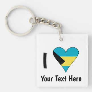 I Love (Bahamas Flag Heart) Personalised Key Ring
