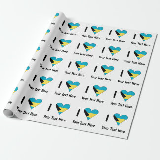 I Love (Bahamas Flag Heart) Personalised Wrapping Paper