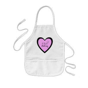 I Love Baking Pink Triple Heart Apron
