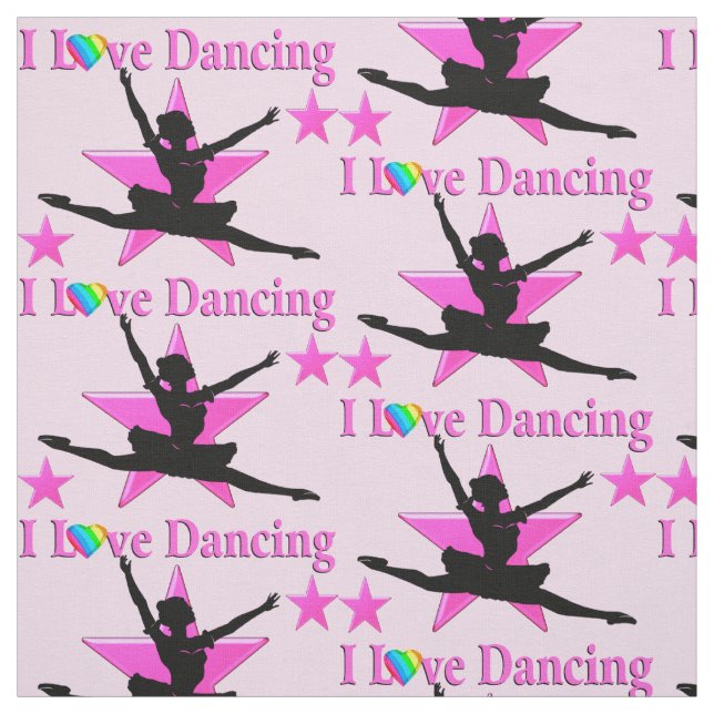 I LOVE BALLET AND DANCING PINK FABRIC (Swatch)