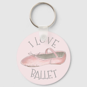 I Love Ballet Ballerina Pink Slipper Dance Teacher Key Ring