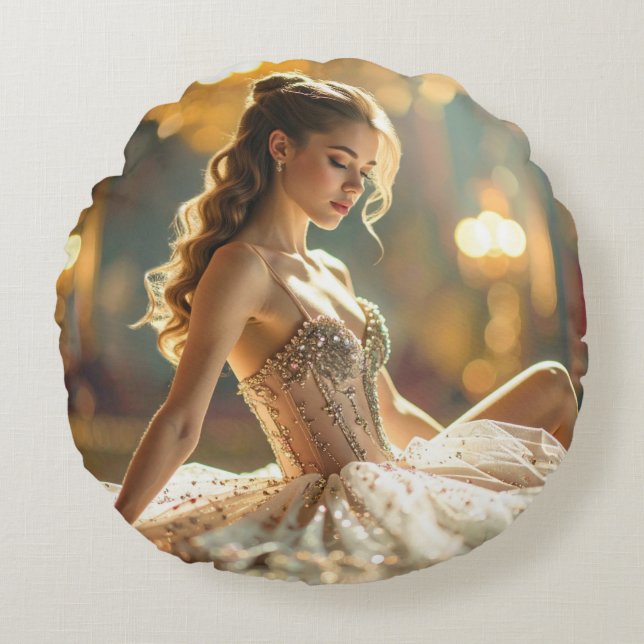 I LOVE BALLET - BALLET & DANCE ROUND CUSHION (Front)