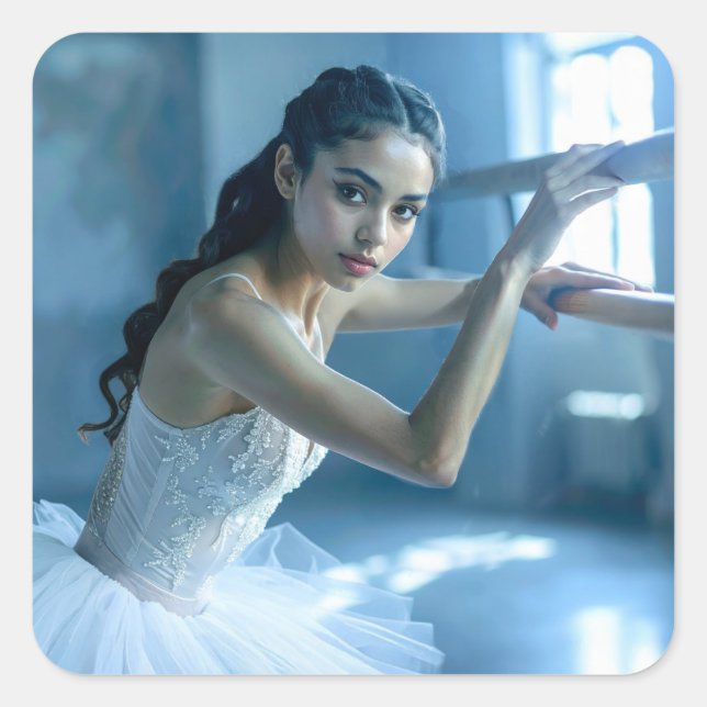 I LOVE BALLET - BALLET & DANCE SQUARE STICKER (Front)