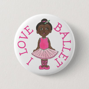 I LOVE BALLET Pink Tutu Girl Ballerina Dance Class 6 Cm Round Badge