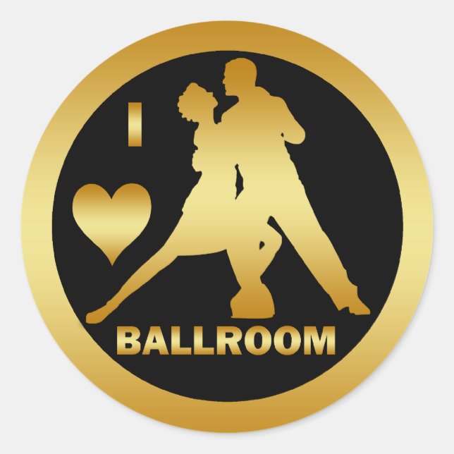 I LOVE BALLROOM CLASSIC ROUND STICKER (Front)