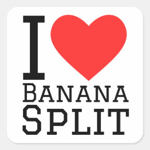 I love banana split square sticker