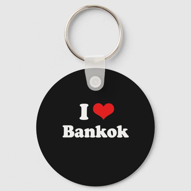 I Love Bangkok Tshirt White Tshirt Key Ring (Front)
