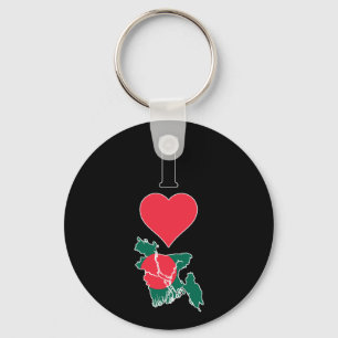 I Love Bangladesh Vertical Heart Country Flag Map Key Ring