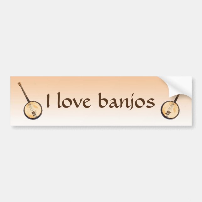 I Love Banjo Music Instruments Bumper Sticker (Front)
