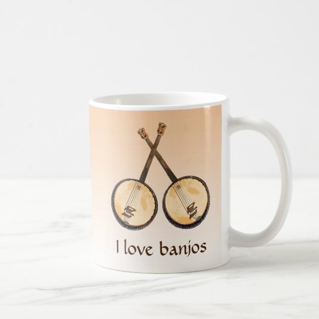 I Love Banjos Music Instruments Mug (Right)