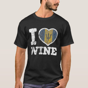I Love Barbadian Bajan Wine Barbados Heart Flag T-Shirt