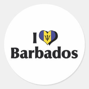 I Love Barbados Flag Classic Round Sticker