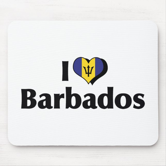 I Love Barbados Flag Mouse Pad (Front)