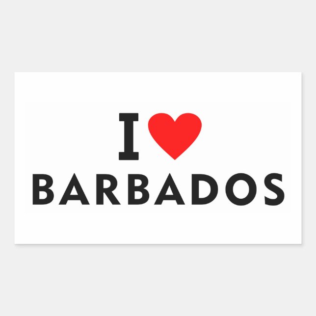 I love Barbados Rectangular Sticker (Front)