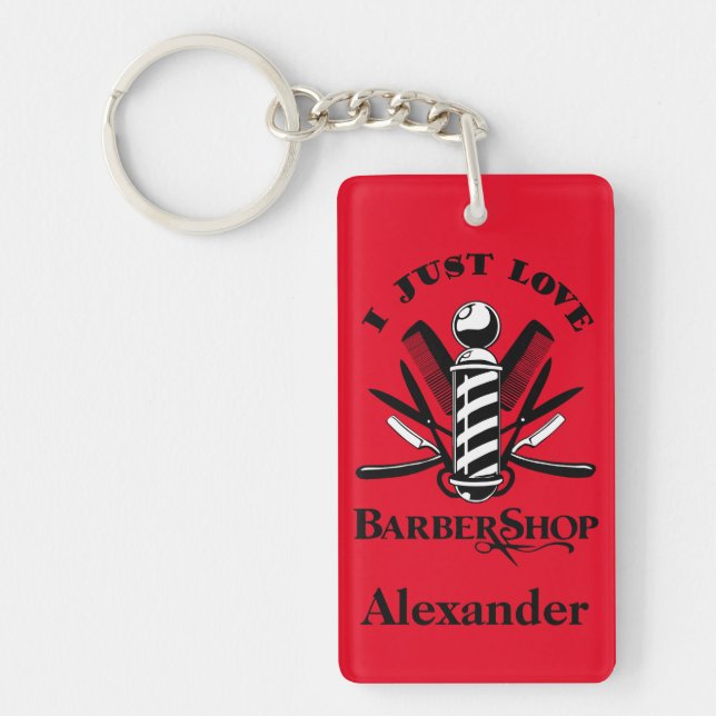 I Love Barbershop Key Ring (Front)