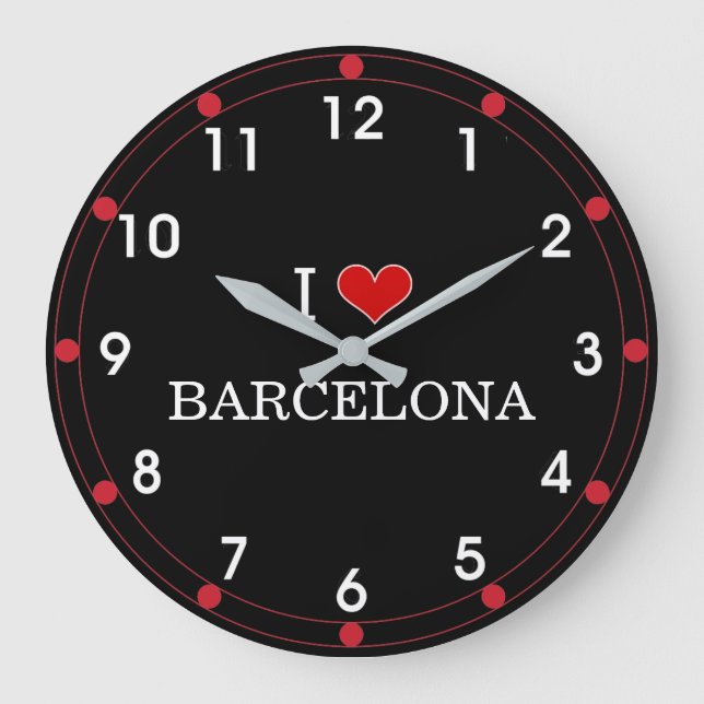 I Love Barcelona Large Clock (Front)