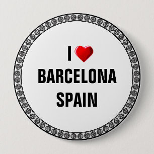 I LOVE BARCELONA, SPAIN 10 CM ROUND BADGE