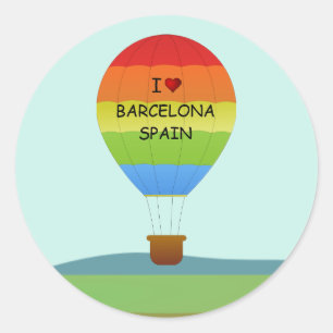 "I Love Barcelona, Spain" Hot Air Balloon Classic Round Sticker