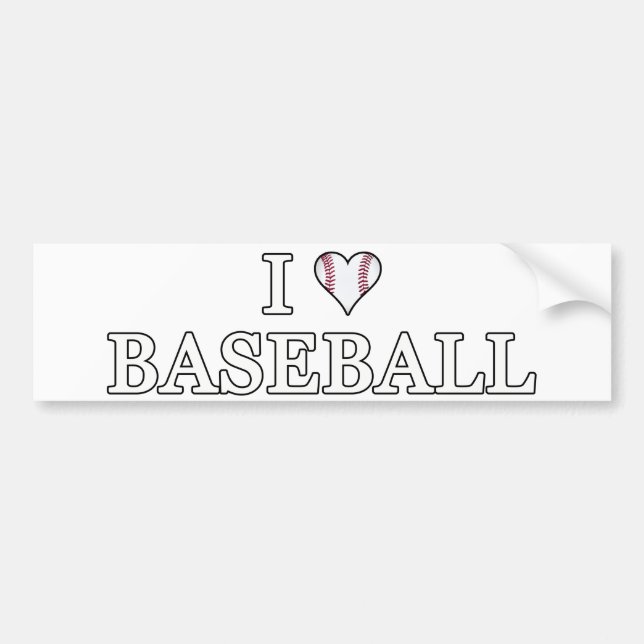I Love Baseball Bumper Sticker (Front)