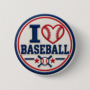 I Love Baseball Button Baseball Lover Sports Bad