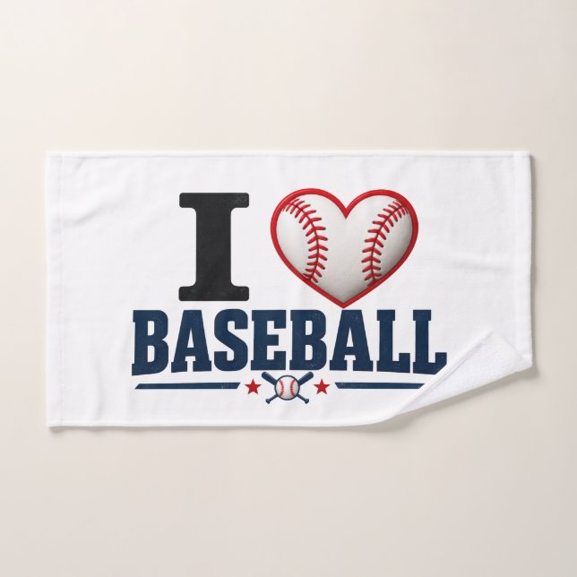 I Love Baseball Classic American Sports Heart Hand Towel (Hand Towel)