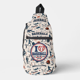 I Love Baseball Crossbody Bag   Vintage Baseball S