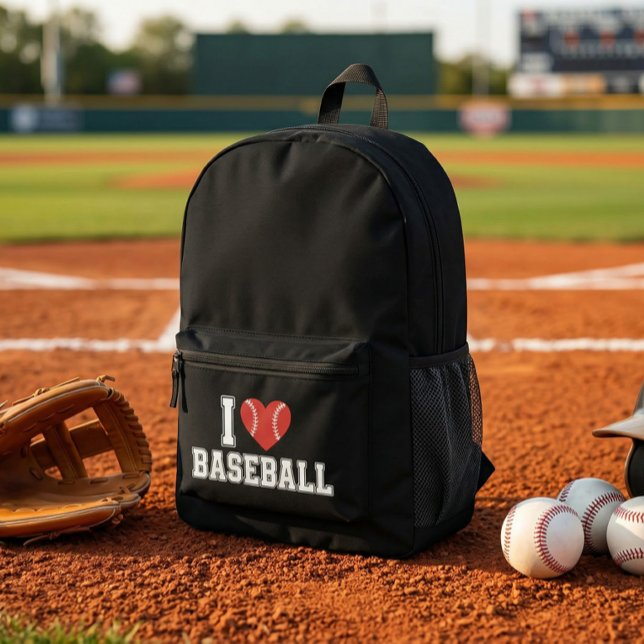 I Love Baseball Printed Backpack (I Love Baseball Backpack)
