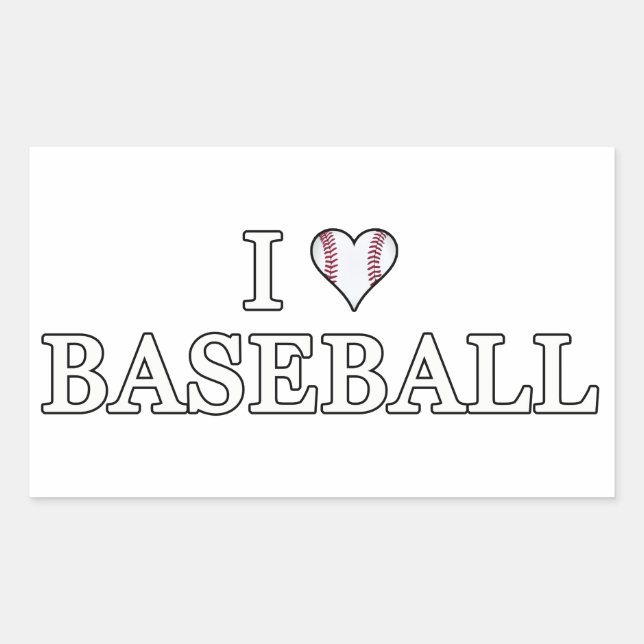 I Love Baseball Rectangular Sticker (Front)