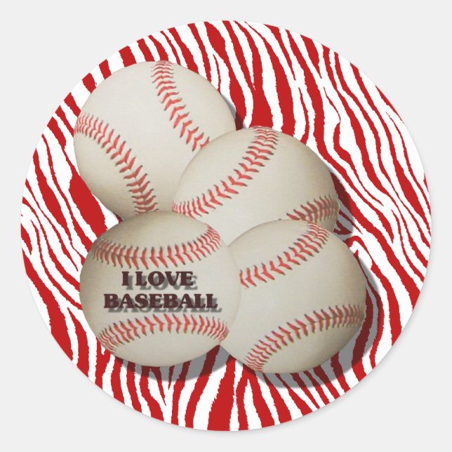 I LOVE BASEBALL -STICKER CLASSIC ROUND STICKER (Front)