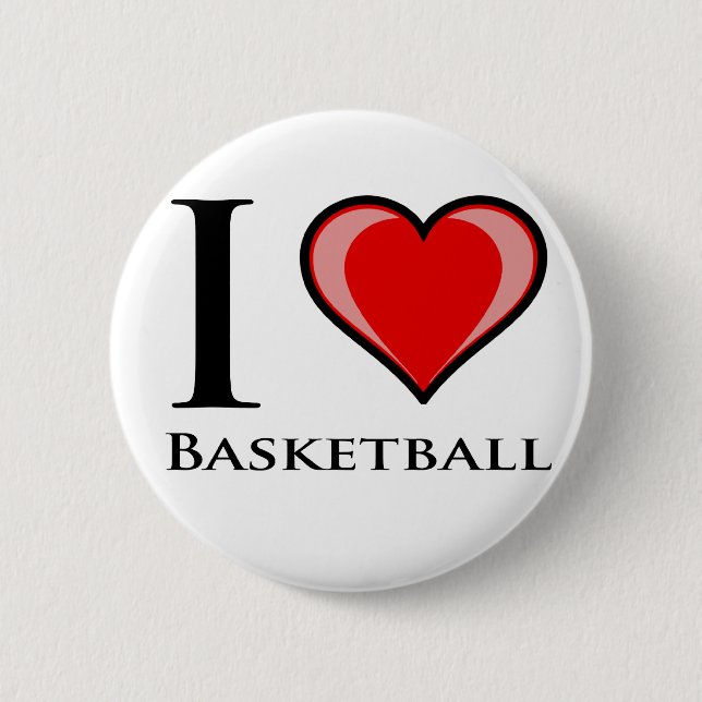 I Love Basketball 6 Cm Round Badge (Front)