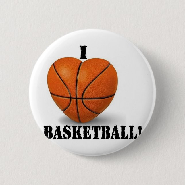 I Love Basketball 6 Cm Round Badge (Front)