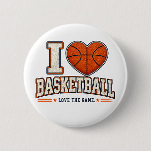 I Love Basketball Button   Basketball Dad Pin   Fa