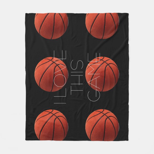 I Love Basketball Close-Up Fleece Blanket (Front)