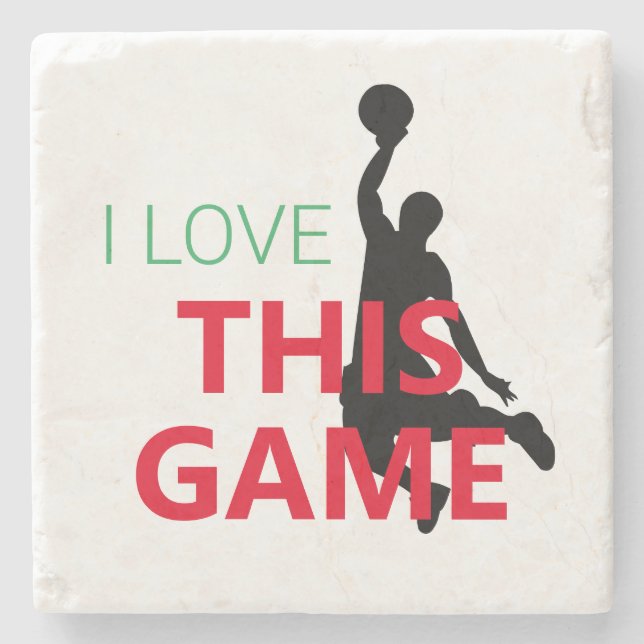 I Love Basketball Game Stone Coaster (Front)
