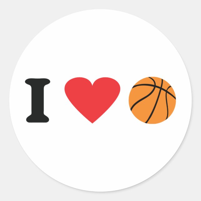 I love basketball icon classic round sticker (Front)