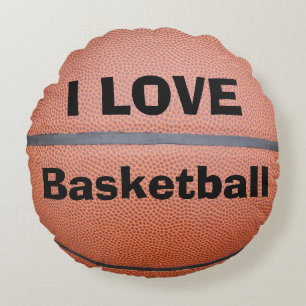 I Love Basketball Personalised Name Round Pillow