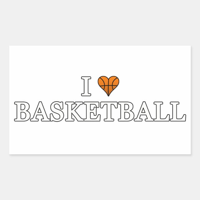 I Love Basketball Rectangular Sticker (Front)