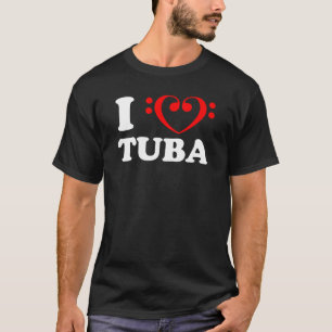 I Love Bass Clef Heart Tuba T-Shirt