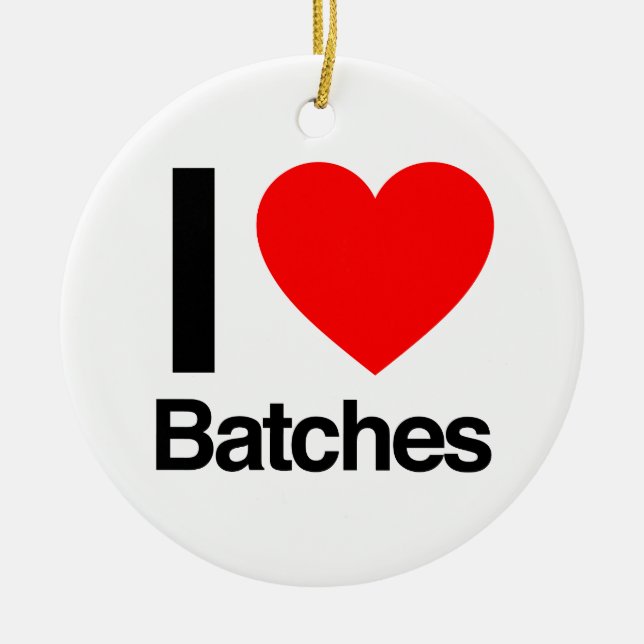 i love batches ceramic tree decoration (Front)