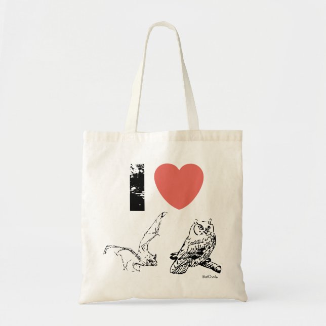 I Love BatOwl Tote Bag (Front)