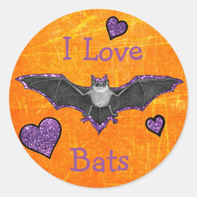I Love Bats Stickers for Halloween (Front)