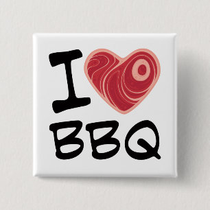 I Love BBQ 15 Cm Square Badge